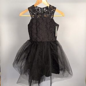 Miss Behave Girls Black Lace Tutu Tulle Dress Sleeveless Zip Back Sz L Girls